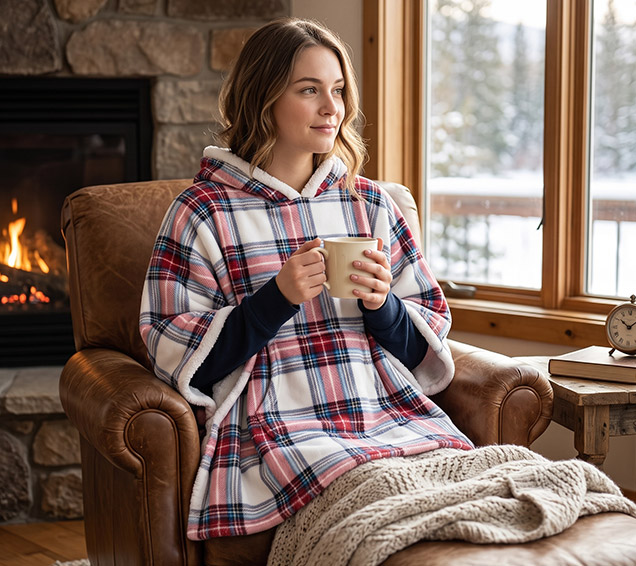 Oversized Plaid Sherpa Hooded Blanket – Wholesale Winter Supplier
