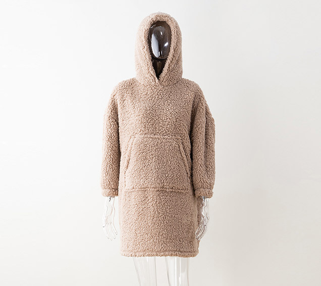 Oversized Solid Cloud Sherpa Fleece Hooded Sweatshirt with Kangaroo Pocket