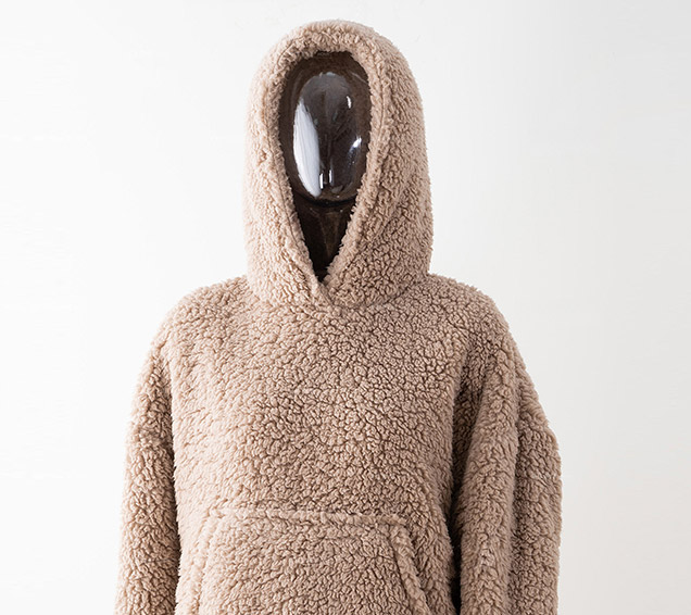 Oversized Solid Cloud Sherpa Fleece Hooded Sweatshirt with Kangaroo Pocket