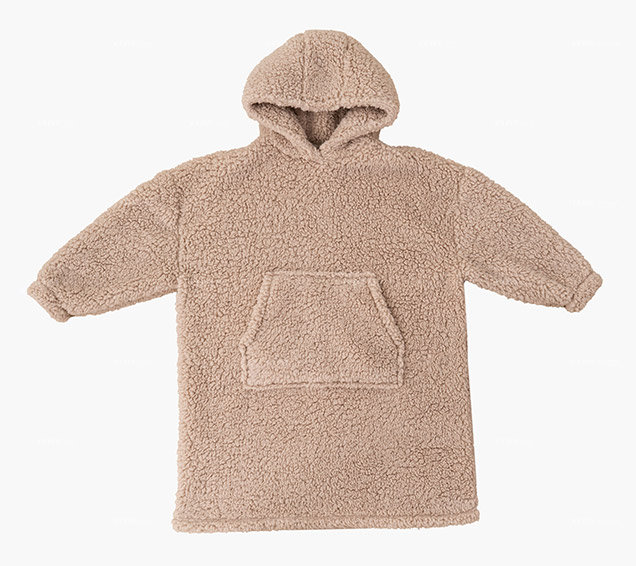 Oversized Solid Cloud Sherpa Fleece Hooded Sweatshirt with Kangaroo Pocket