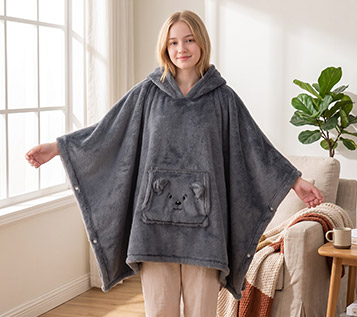 High-Density Weft-Knitted Flannel Jacquard Robe with Double-Layered Hood