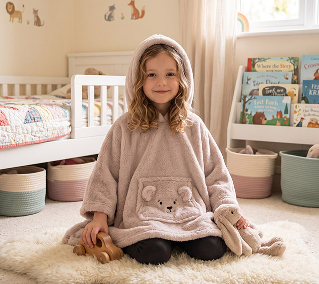 Solid Faux Rabbit Fur Hooded Blanket – Folds into Bear Plush Pillow