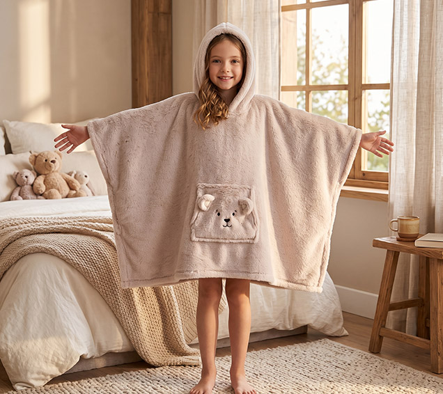 Solid Faux Rabbit Fur Hooded Blanket – Folds into Bear Plush Pillow