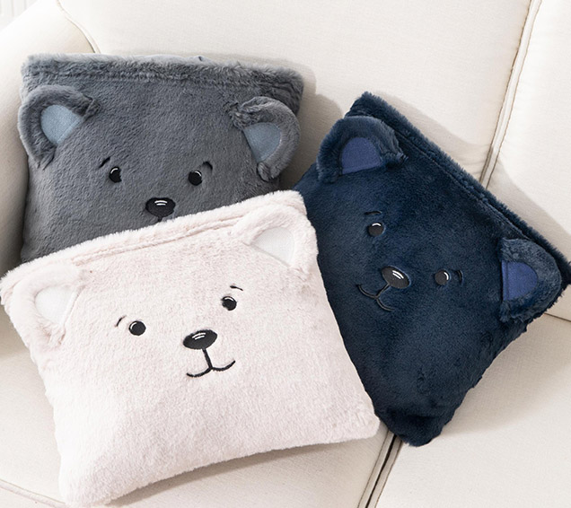 Solid Faux Rabbit Fur Hooded Blanket – Folds into Bear Plush Pillow