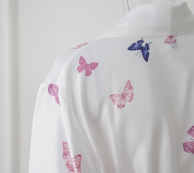 Elegant Placement Print High-Twist Satin Robe – Premium Satin Nightwear Wholesale