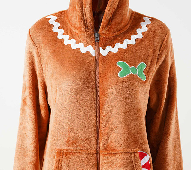 Flannel Adult Christmas Onesie with Playful Holiday Appliques – Festive Wholesale