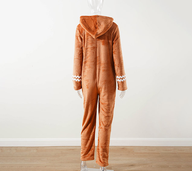 Flannel Adult Christmas Onesie with Playful Holiday Appliques – Festive Wholesale