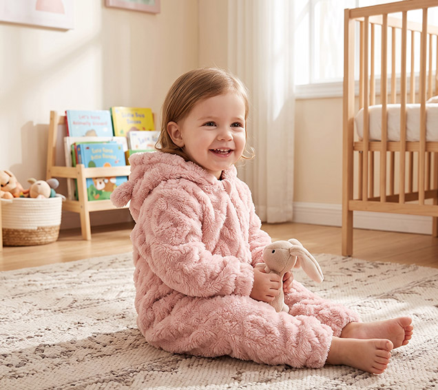 Cute Solid Heart-Jacquard Sherpa Baby Romper with 3D Tail – Premium Infant Sourcing