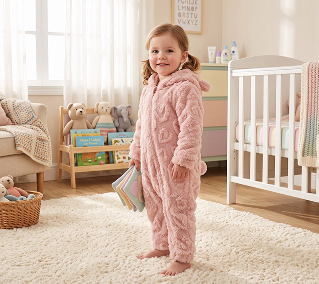 Cute Solid Heart-Jacquard Sherpa Baby Romper with 3D Tail – Premium Infant Sourcing