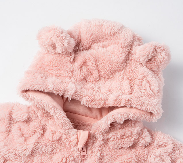 Cute Solid Heart-Jacquard Sherpa Baby Romper with 3D Tail – Premium Infant Sourcing