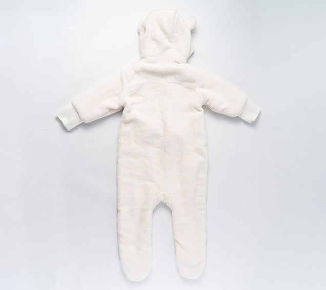 Cute Matte Flannel Footed Baby Romper with 3D Fawn Embroidery – Bulk Wholesale