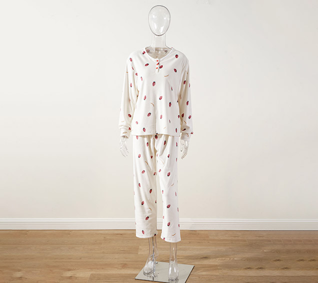 Printed Hacci Knit Pyjamas Set with Matching Scrunchie