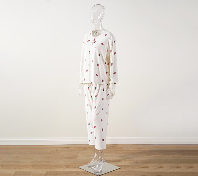 Printed Hacci Knit Pyjamas Set with Matching Scrunchie