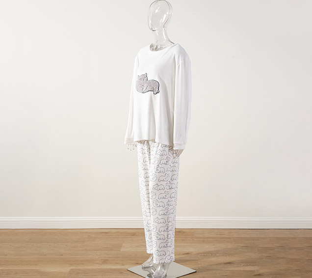 Fox-Printed Minky Velour Pyjamas Set with Coordinated Sherpa Applique – Premium Sourcing