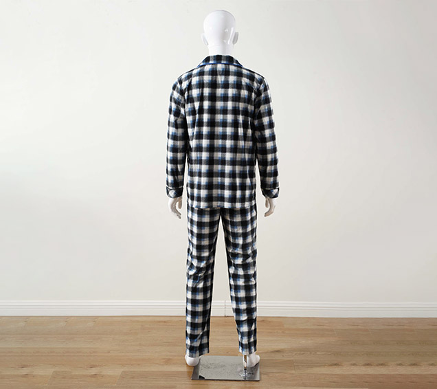 Classic Plaid Brushed Knit Pyjamas Set with Piping – Premium B2B Wholesale