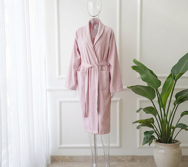 Classic 100% Cotton Woven Waffle Robe with Contrast White Piping – Luxury Hotel Supplier