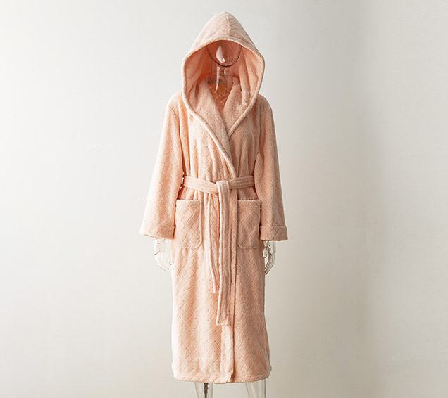 A/B Yarns Flannel Jacquard Hooded Robe with Double-Layered Hood – B2B Wholesale