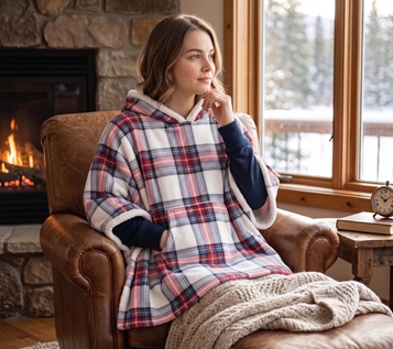 Solid Heavy-Weight Feather Yarn Hooded Blanket with Metallic Aglets – Factory Direct
