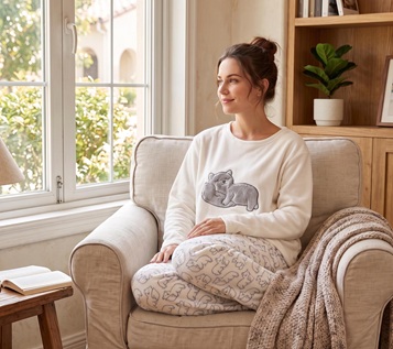 Fox-Printed Minky Velour Pyjamas Set with Coordinated Sherpa Applique – Premium Sourcing