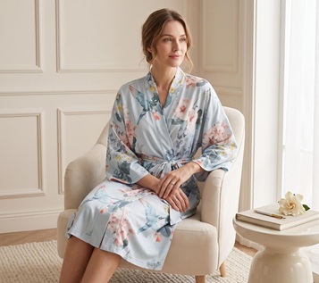 Printed Poly-Spandex Jersey Kimono Robe with Drop Shoulders – Premium Lounge Sourcing